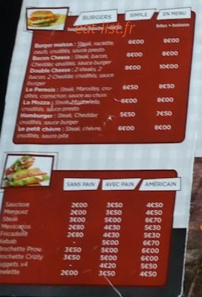 Roj burger — carte page 1