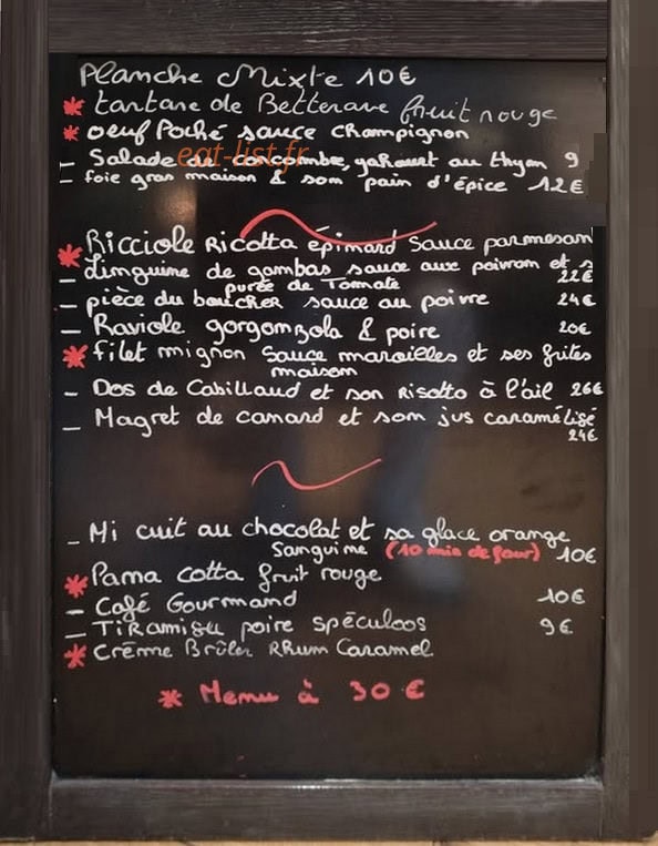 Un Chef en Cuisine — carte page 1