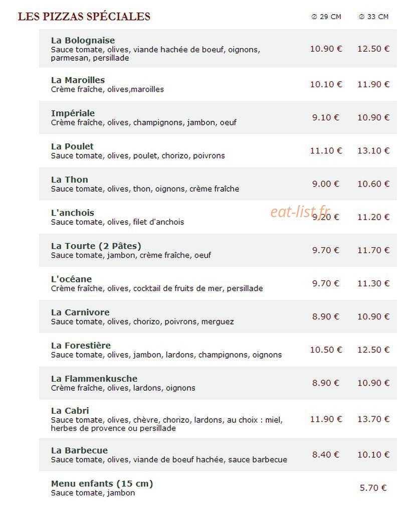 Le Kiosque à Pizzas — carte page 3