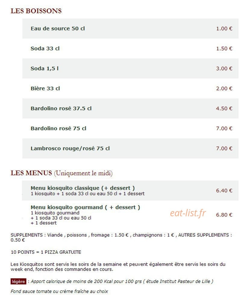 Le Kiosque à Pizzas — carte page 5