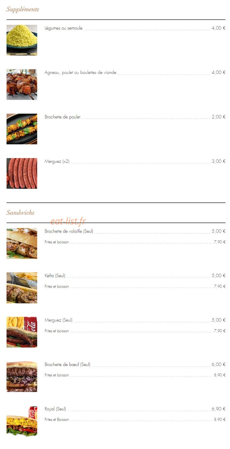 Les Saveurs de l'Orient — carte page 5