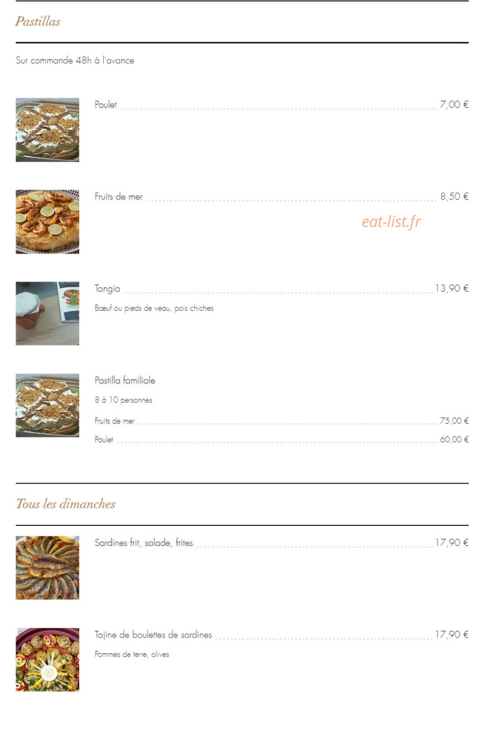 Les Saveurs de l'Orient — carte page 6