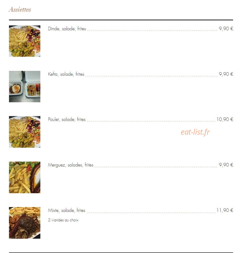 Les Saveurs de l'Orient — carte page 3