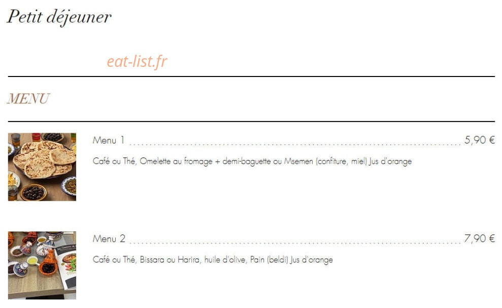 Les Saveurs de l'Orient — carte page 7