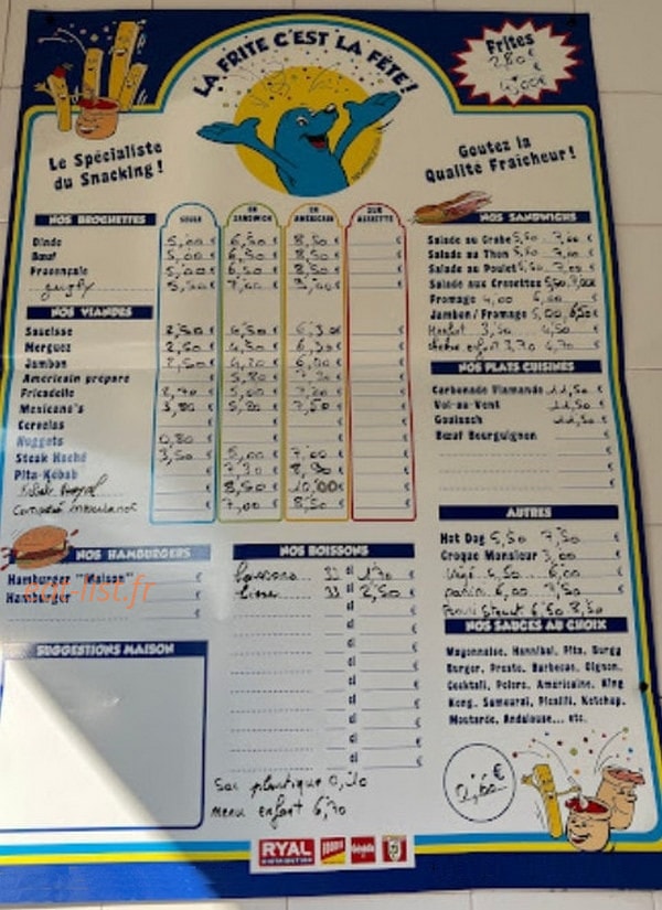 Friterie du 21 — carte page 1
