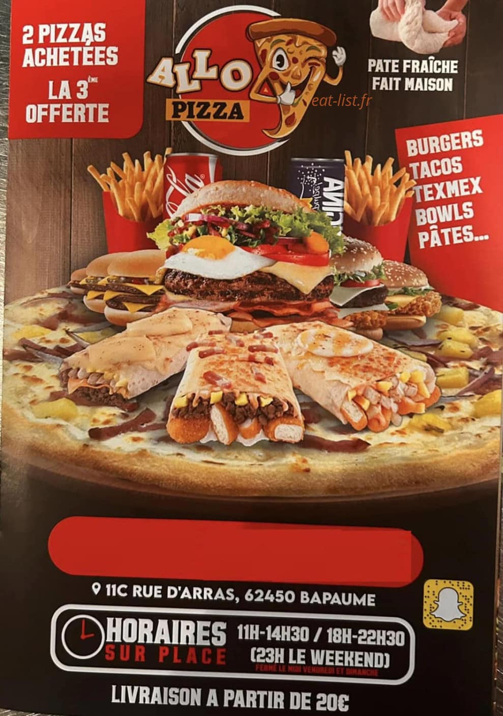 Allo Pizza — carte page 1
