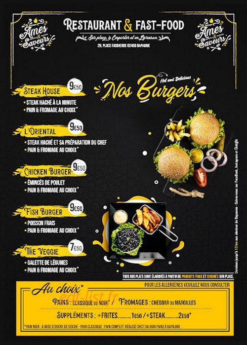 Ames et Saveurs — carte page 1