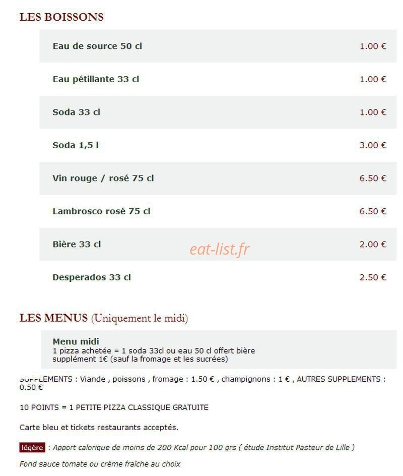 Le Kiosque à Pizzas — carte page 5