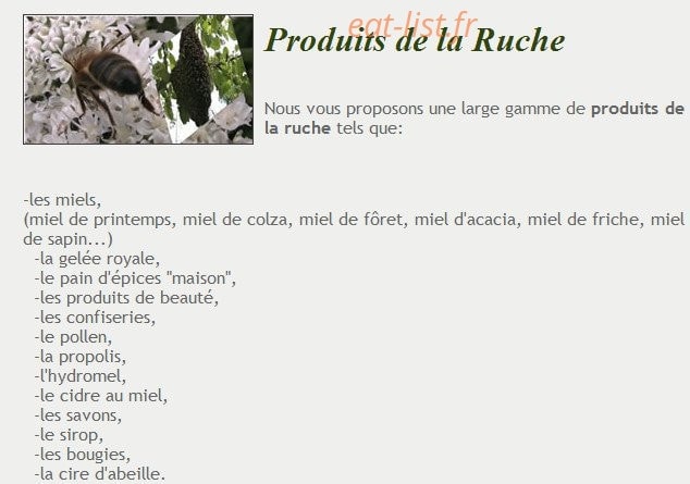 La Ferme Apicole — carte page 1