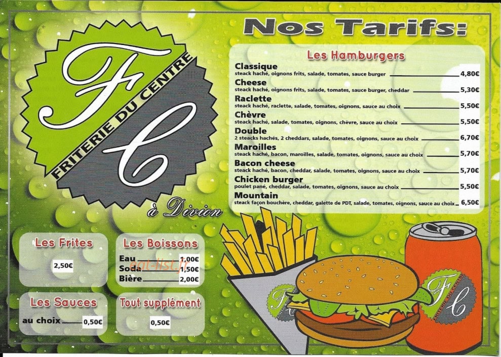 Friterie du Centre — carte page 2