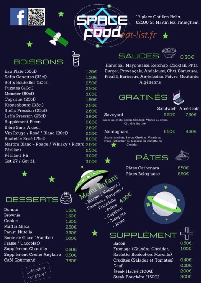 Space Food — carte page 2