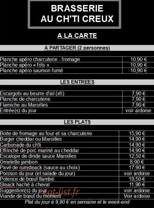 Au Ch'ti Creux — carte page 3