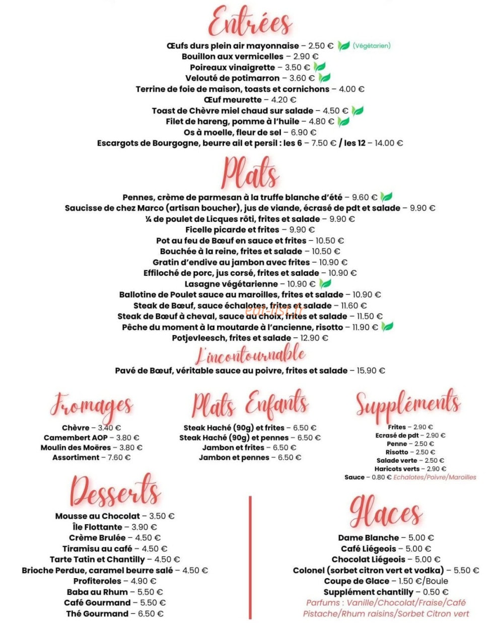 Au P'tit Bouillon — carte page 1