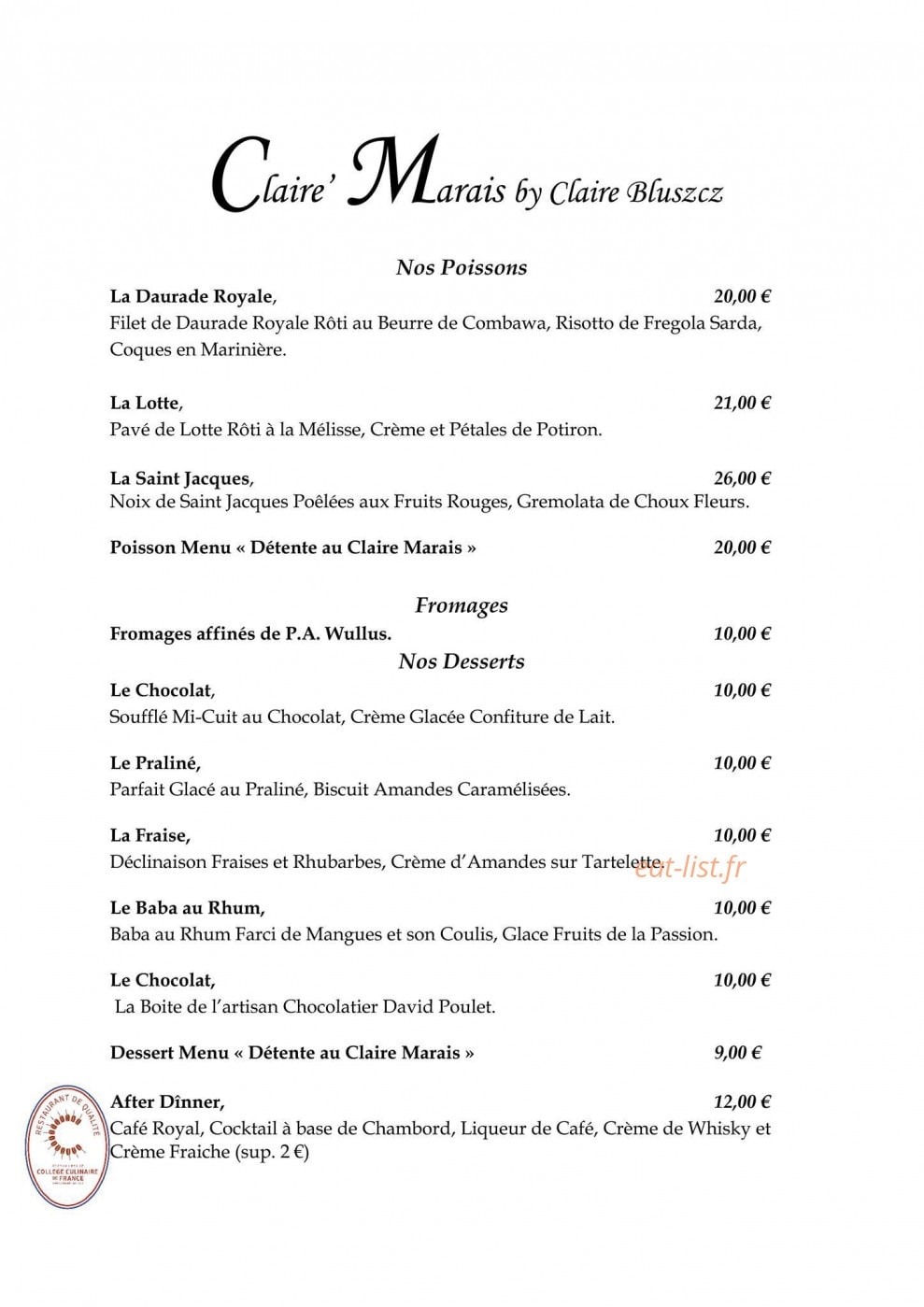 Claire'Marais — carte page 2