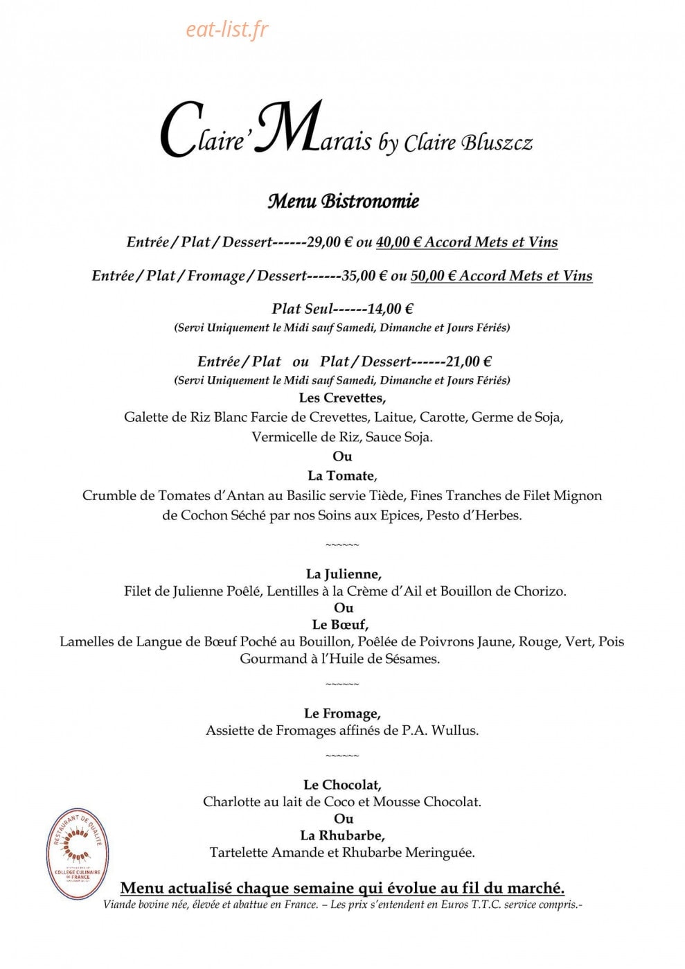 Claire'Marais — carte page 3