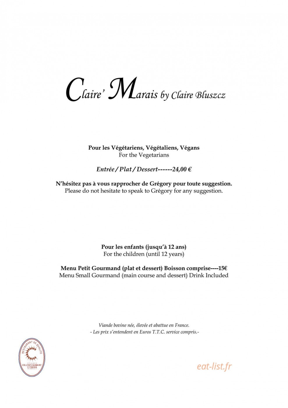 Claire'Marais — carte page 6