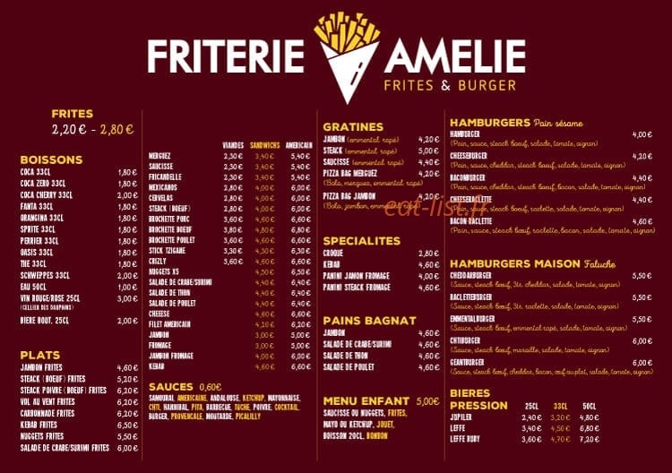 Friterie amélie — carte page 2