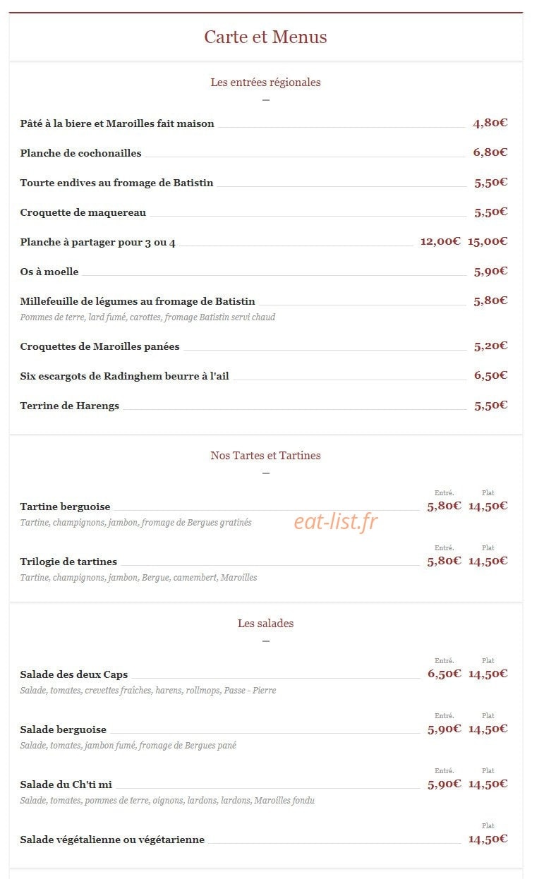 L'Estaminet des 3 Caves — carte page 1