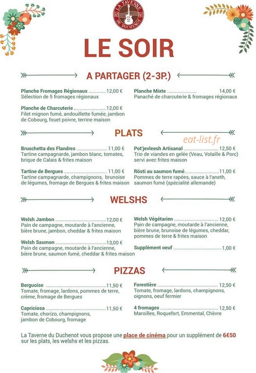 La Taverne de Duchenot — carte page 1