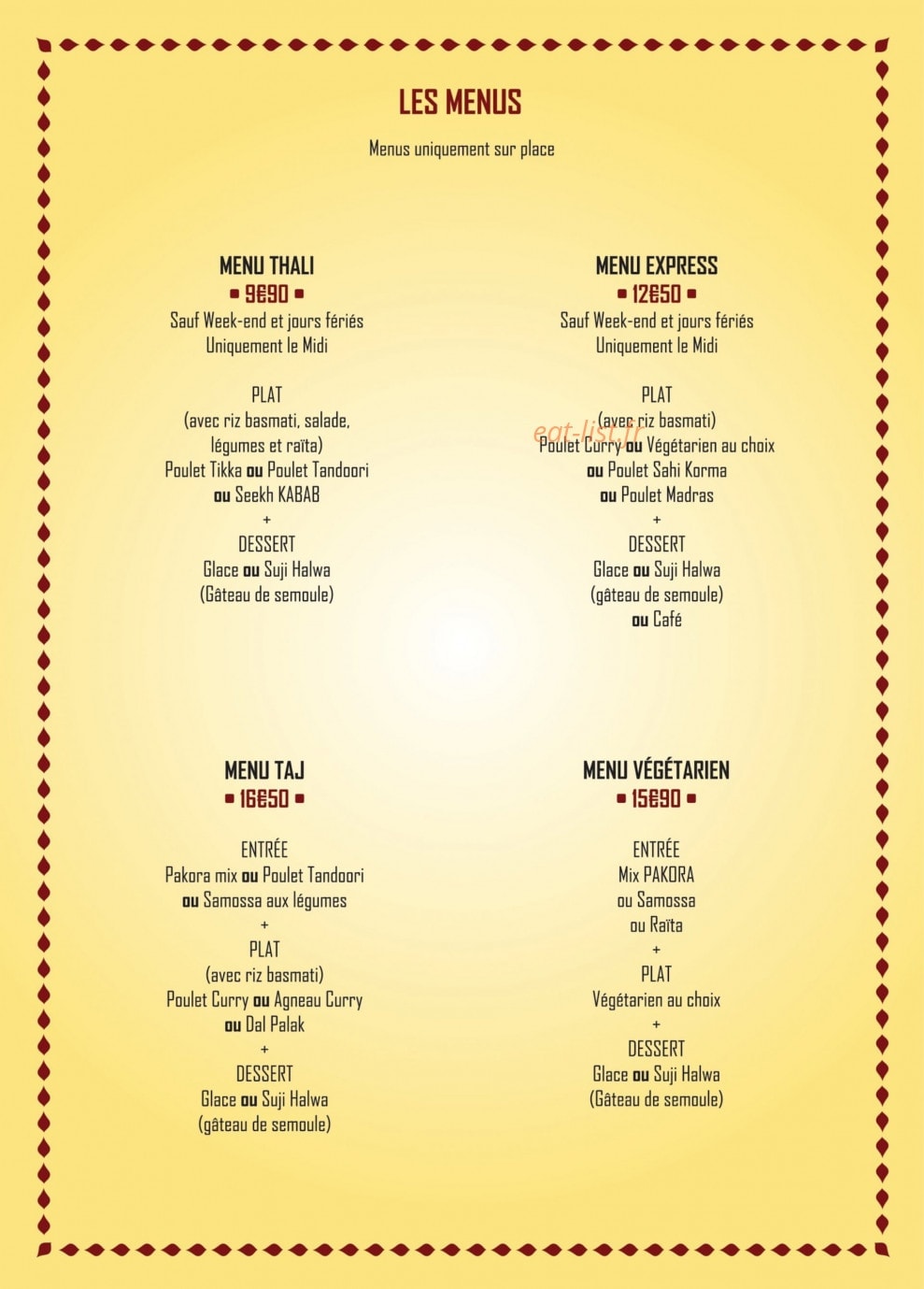 Maharaja — carte page 5