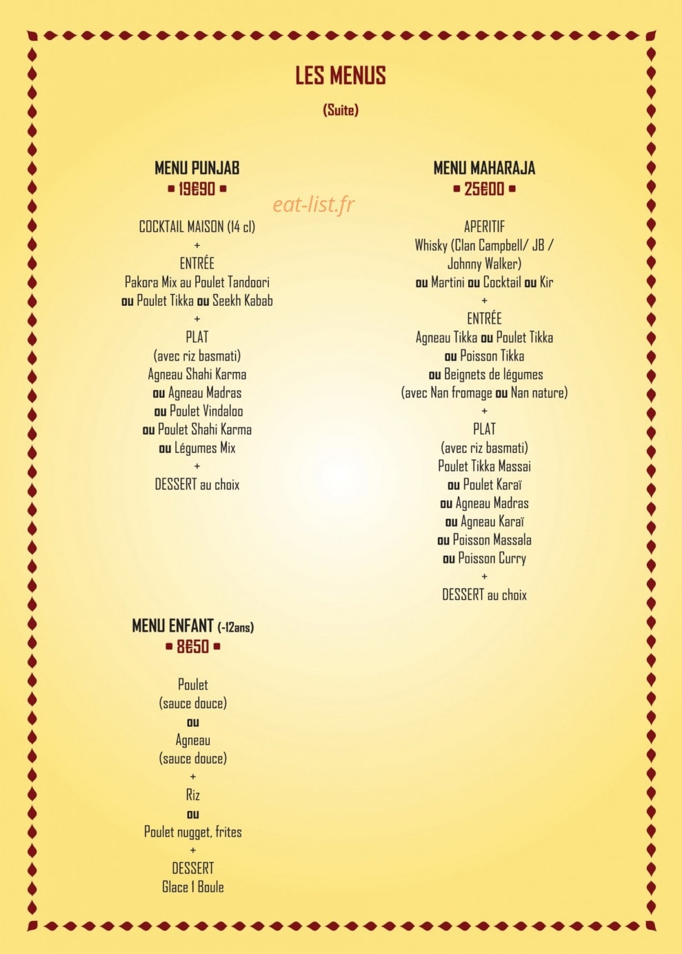 Maharaja — carte page 6