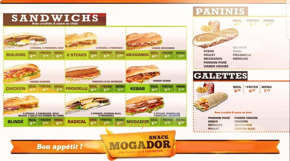 Snack mogador — carte page 2