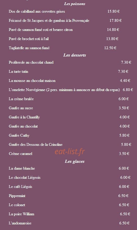 La Crinoline — carte page 2