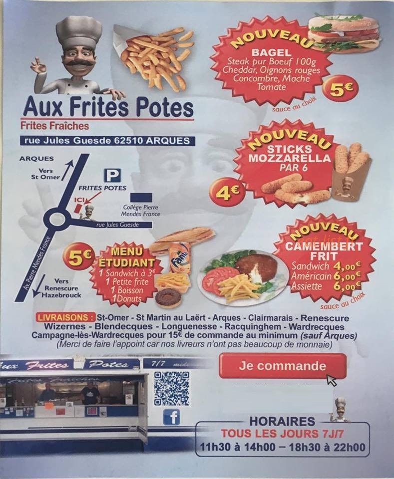 Aux Frites Potes — carte page 1