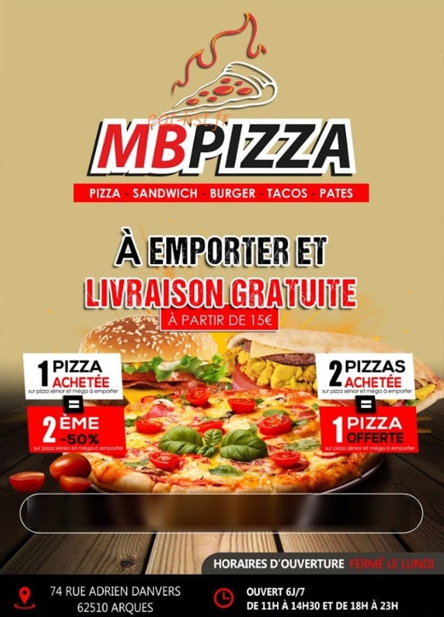 MB Pizza — carte page 1