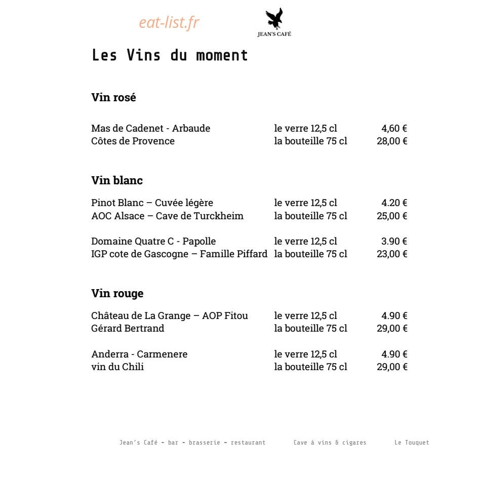 Jean's Cafe — carte page 11