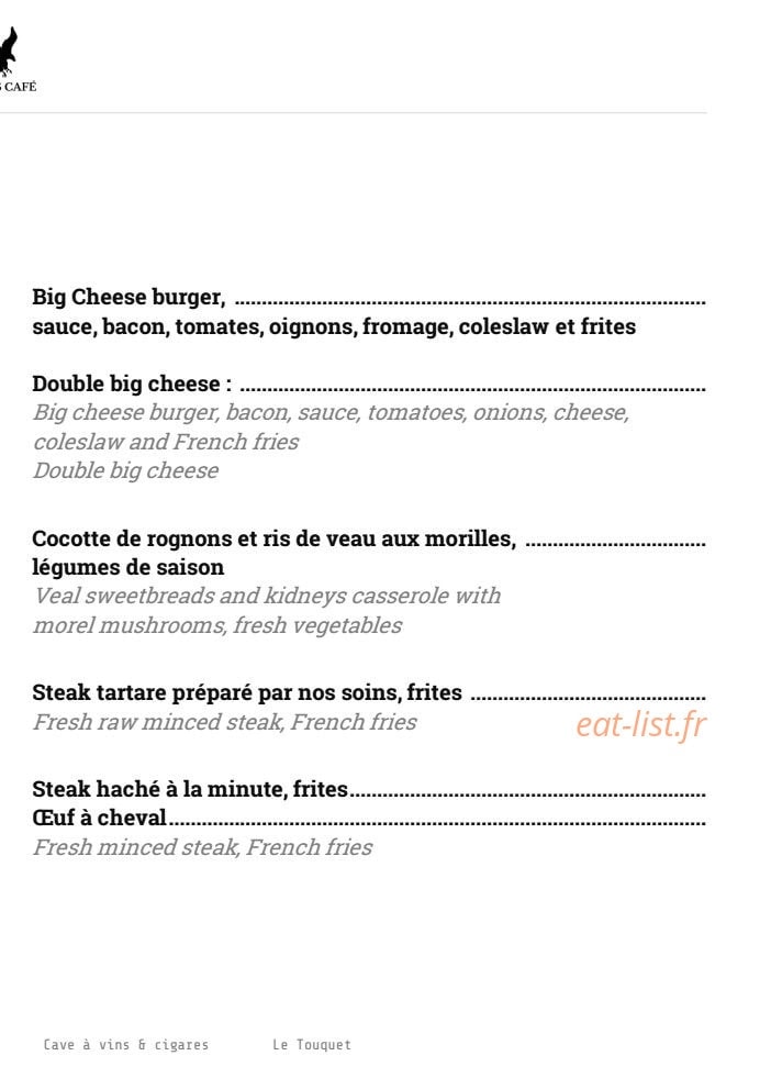 Jean's Cafe — carte page 4