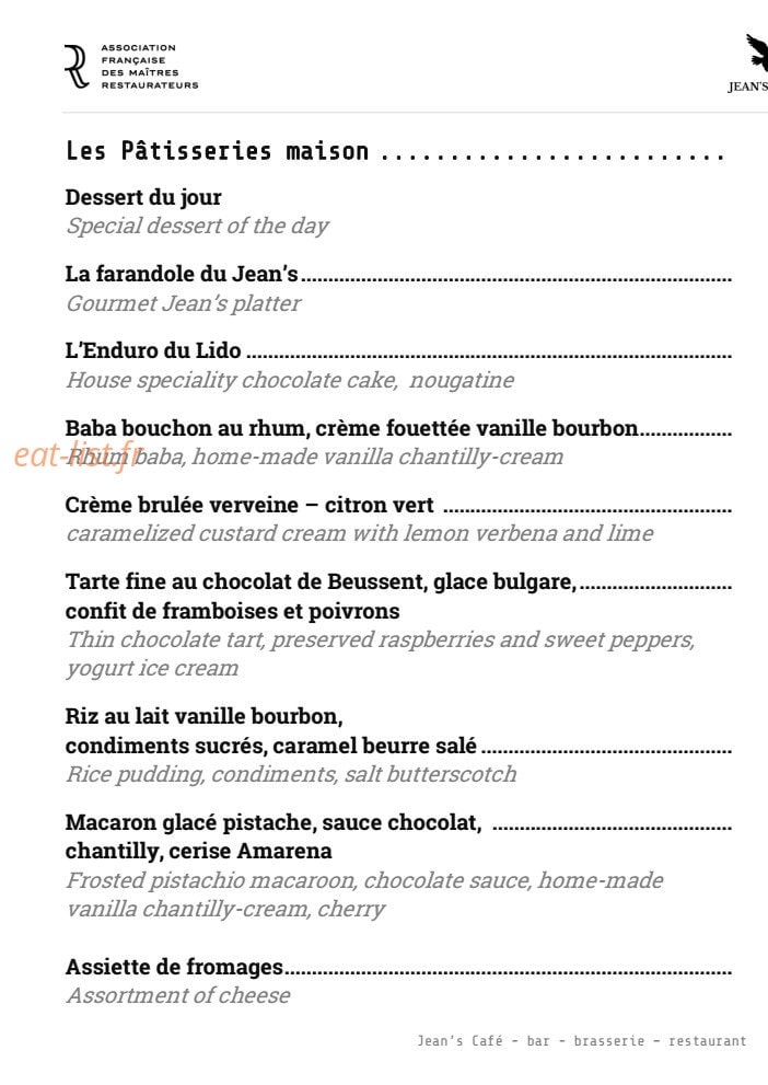 Jean's Cafe — carte page 9