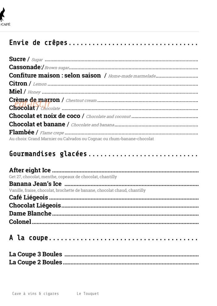 Jean's Cafe — carte page 10