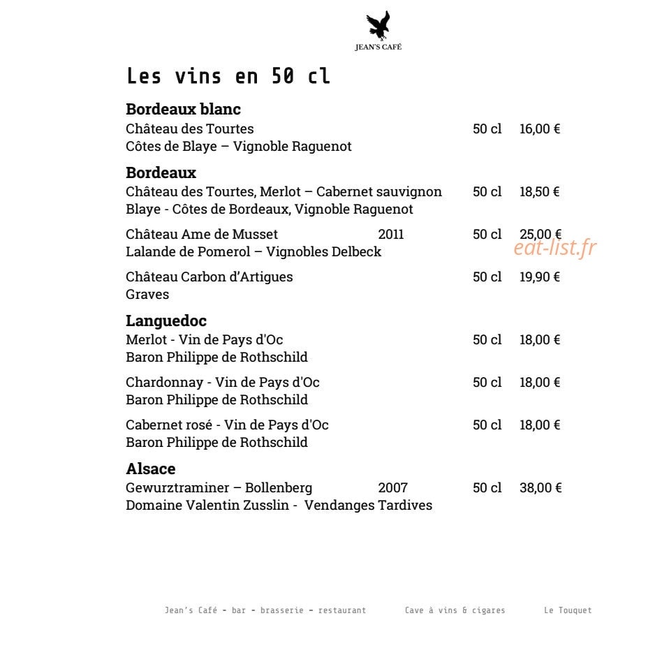 Jean's Cafe — carte page 13