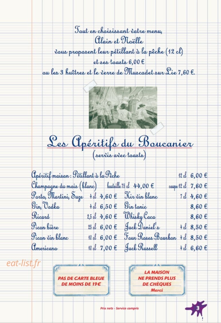 Carte et menu de La Petite Charlotte à Le Touquet Paris Plage — Apéritifs