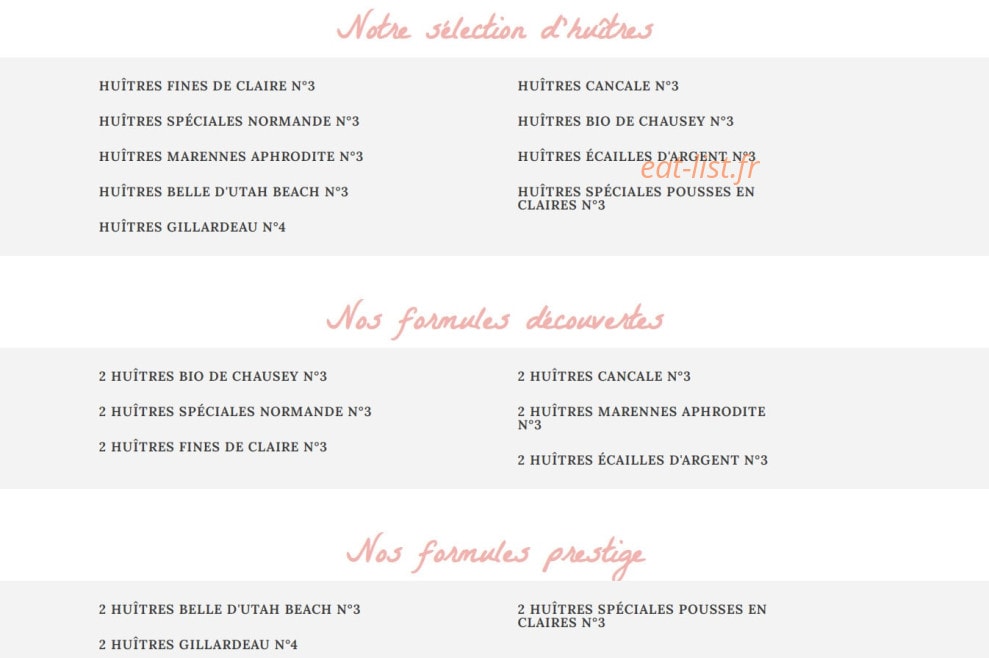 Carte et menu de Le Bar à Huîtres à Le Touquet Paris Plage — Sélection d'huîtres, formules découvertes et formules prestige