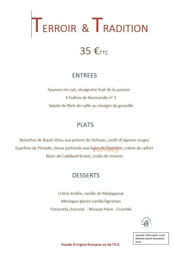 Le Restaurant des Arts — carte page 2