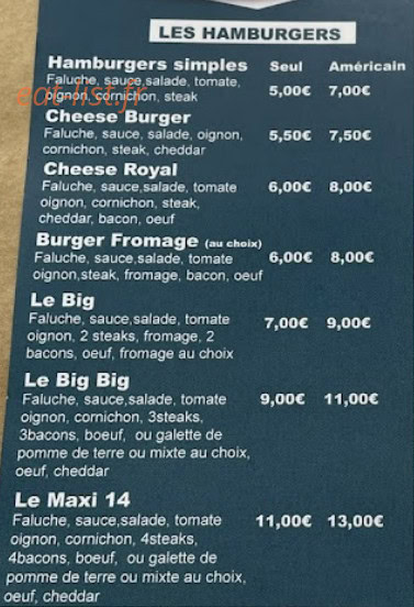 Friterie 14's Diner — carte page 2