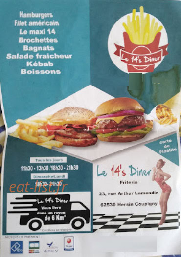 Friterie 14's Diner — carte page 1