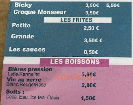 Friterie 14's Diner — carte page 3