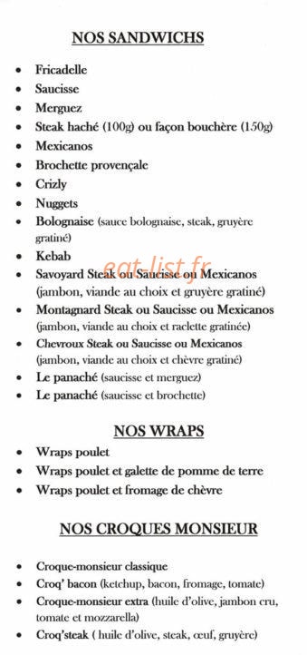 La Friterie Servinoise — carte page 5
