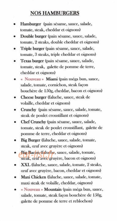 La Friterie Servinoise — carte page 3