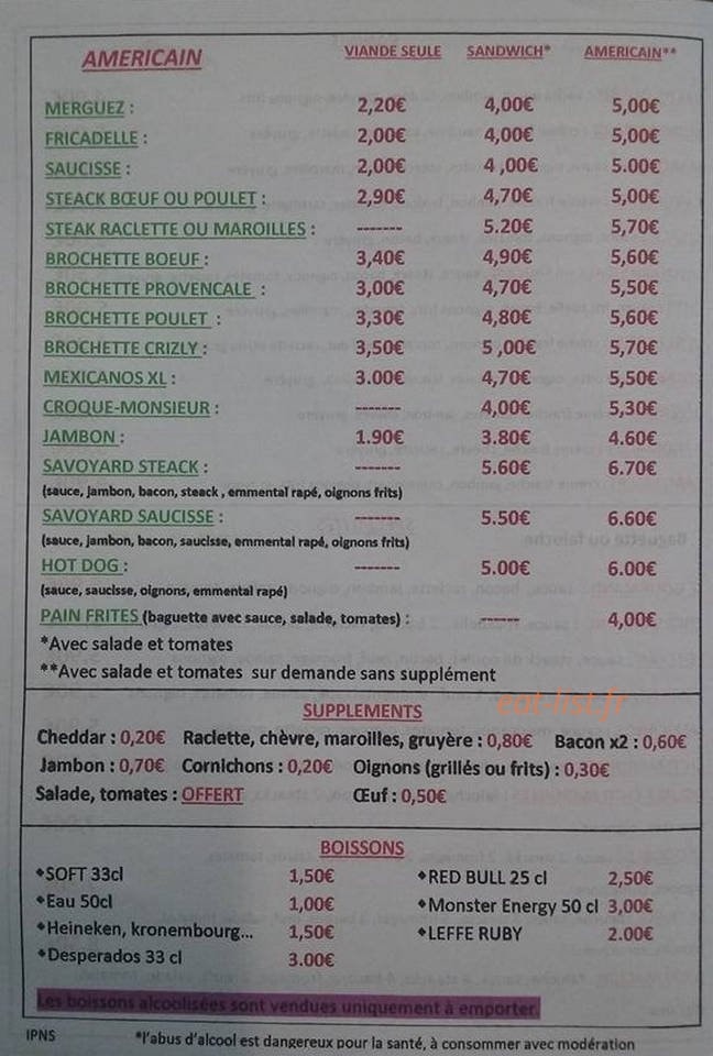 Chez Sandrine — carte page 4