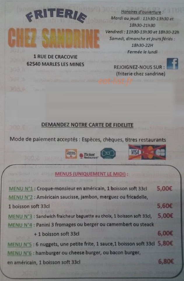 Chez Sandrine — carte page 1