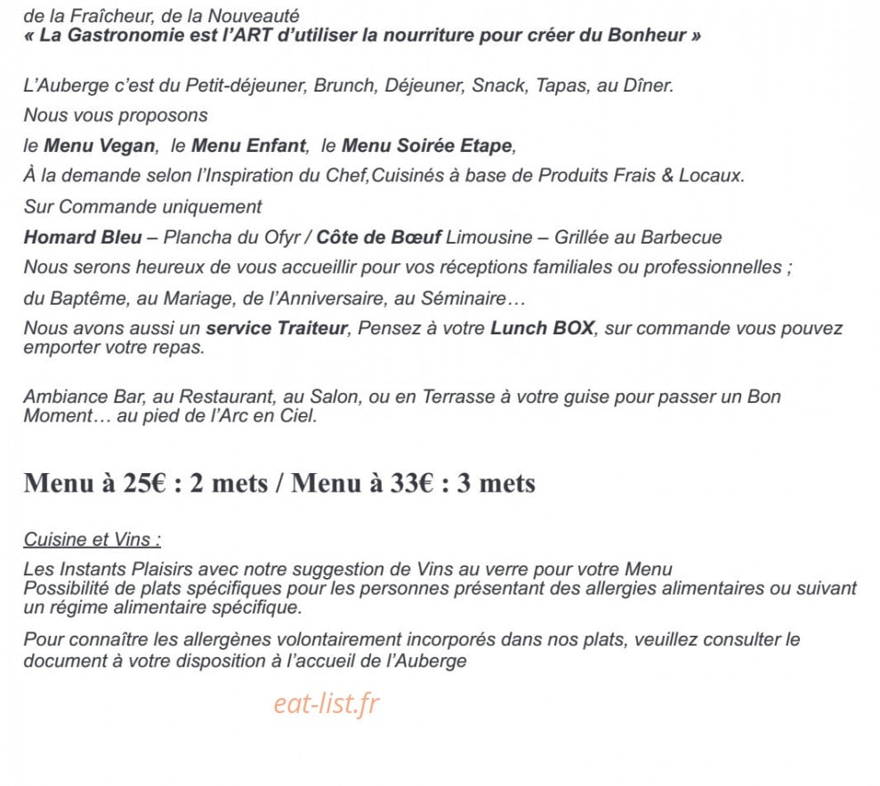 Auberge de l'arc en ciel — carte page 3