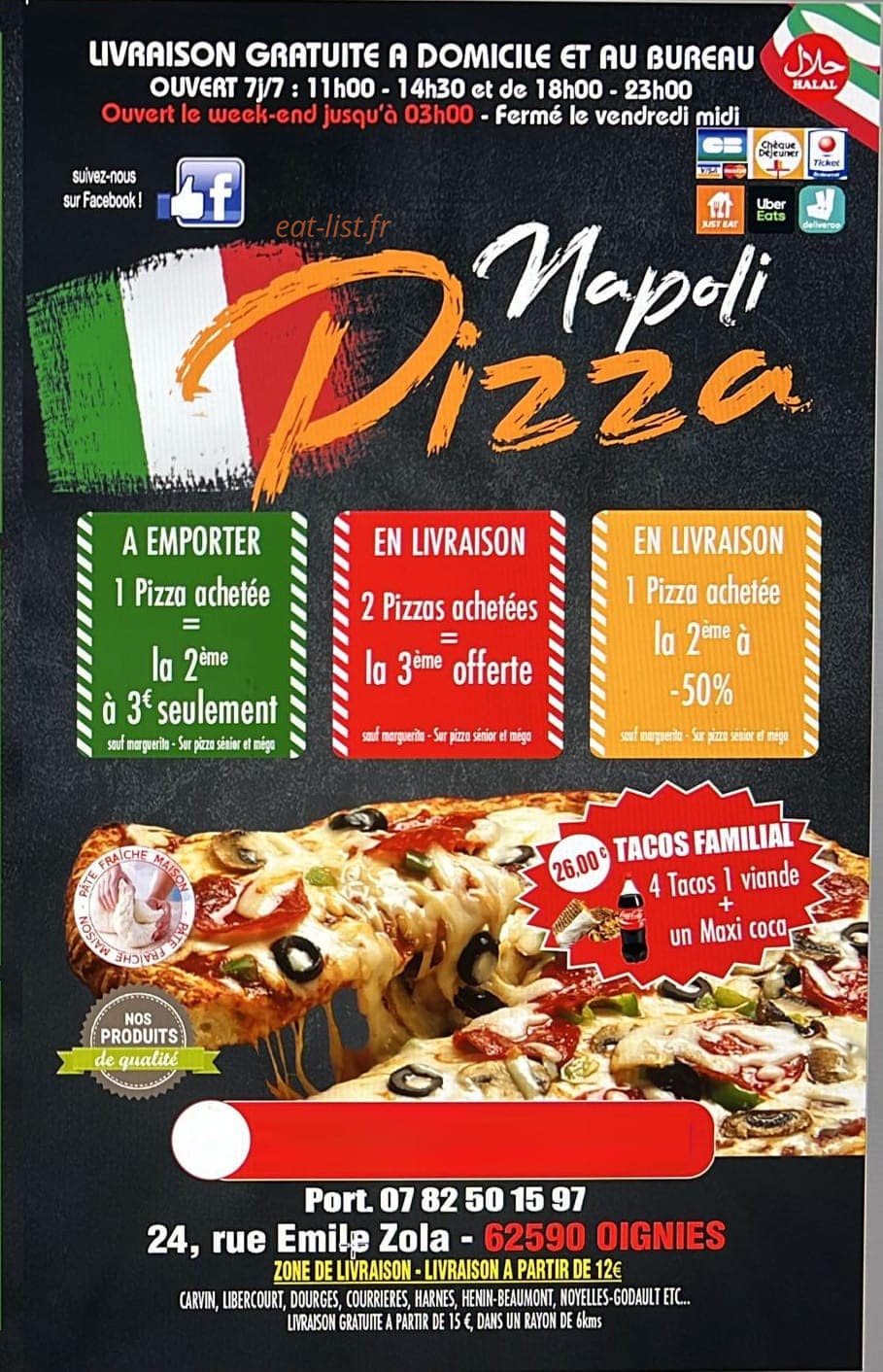 Napoli Pizza — carte page 1