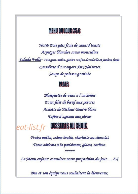 Auberge du Bois à Berck - menu et photos
