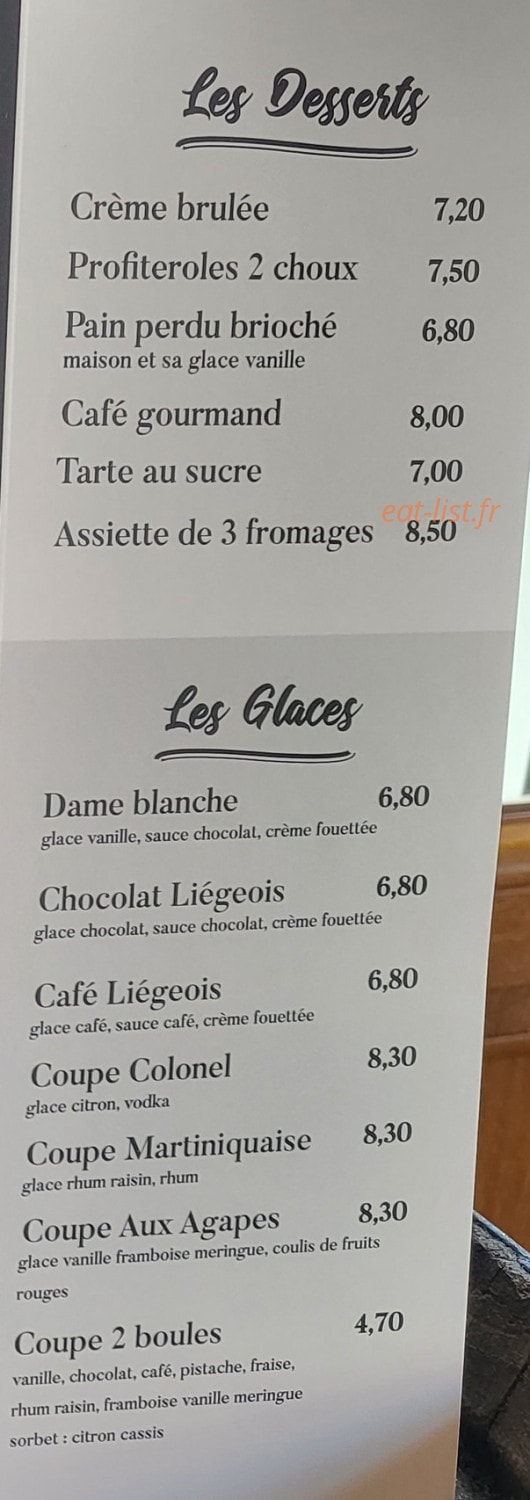 Aux Agapes — carte page 3