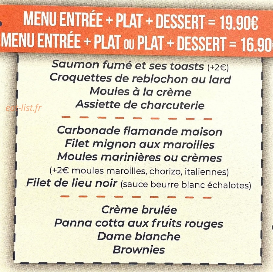 Brasserie La Plage — carte page 1