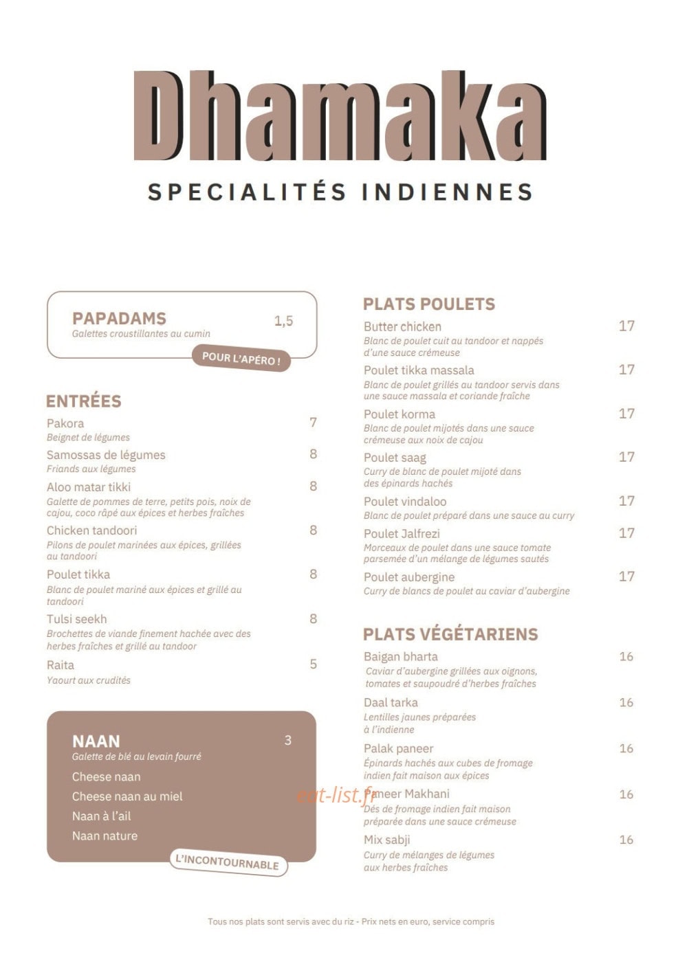Dhamaka — carte page 1